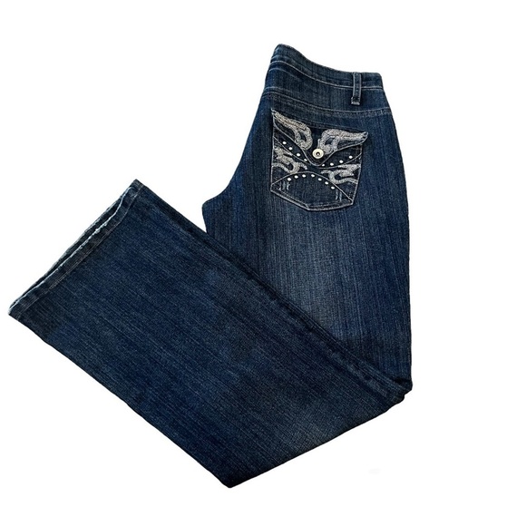 9.8 Women’s Bootcut Jeans with Embroidered Embellishments Size 15 - Picture 3 of 10